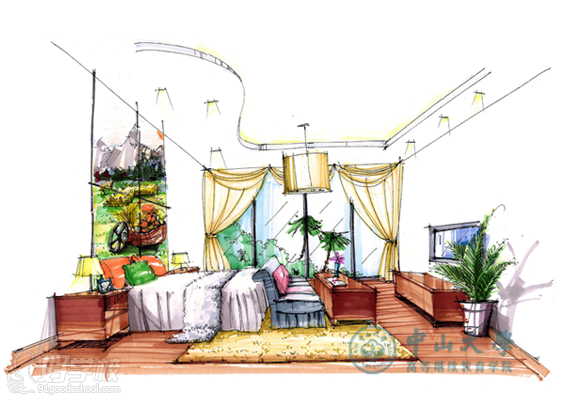 中山大学室内设计培训中心手绘作品欣赏-中大