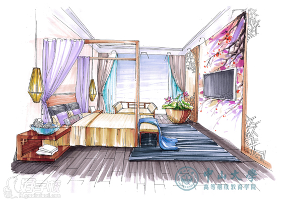 中山大学室内设计培训中心手绘作品欣赏