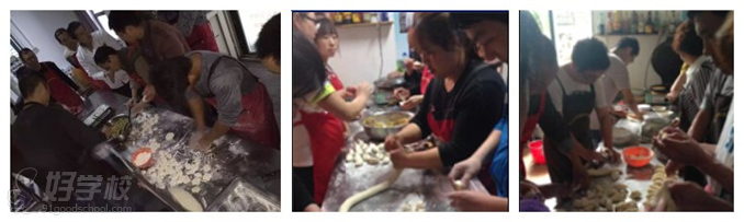美味居的学员们在制作饺子