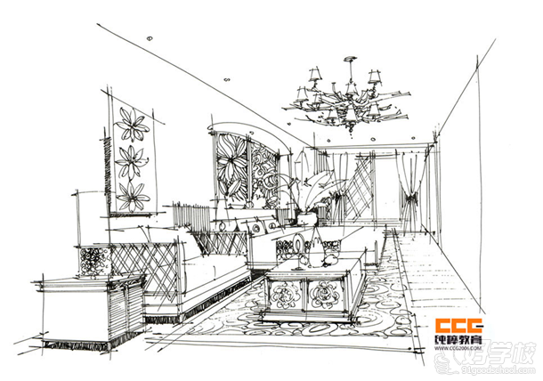 纯粹室内手绘学生作品组图-广州纯粹教育-好学