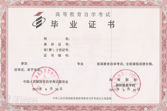 国防信息学院自考信息系统管理专科专业上海招