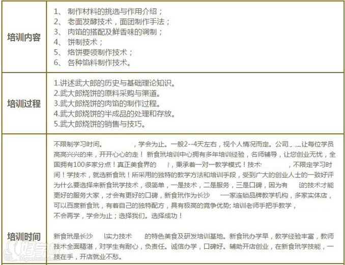 武大郎烧饼培训安排